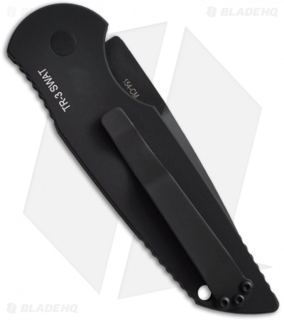 Pro-Tech Tactical Response TR-3 SWAT Automatic Knife w/ Grooves (3.5" Black Ser)