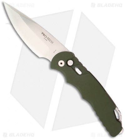 Protech TR-4.1 Green Tactical Response 4 Automatic Knife (4" Stonewash Plain)