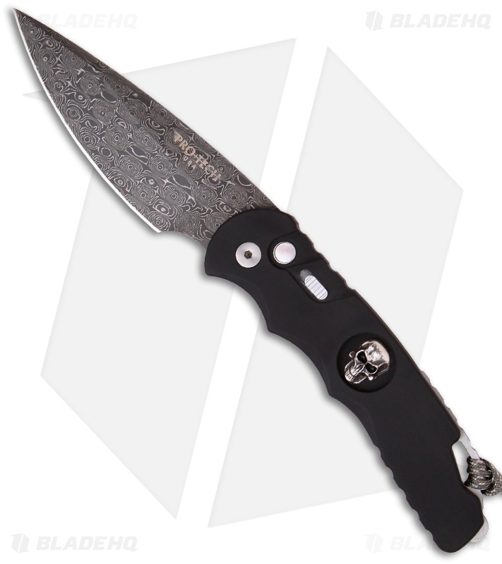 Pro-Tech Limited Skull #3 TR-4 Fireball Custom Automatic Knife (4" Damascus)