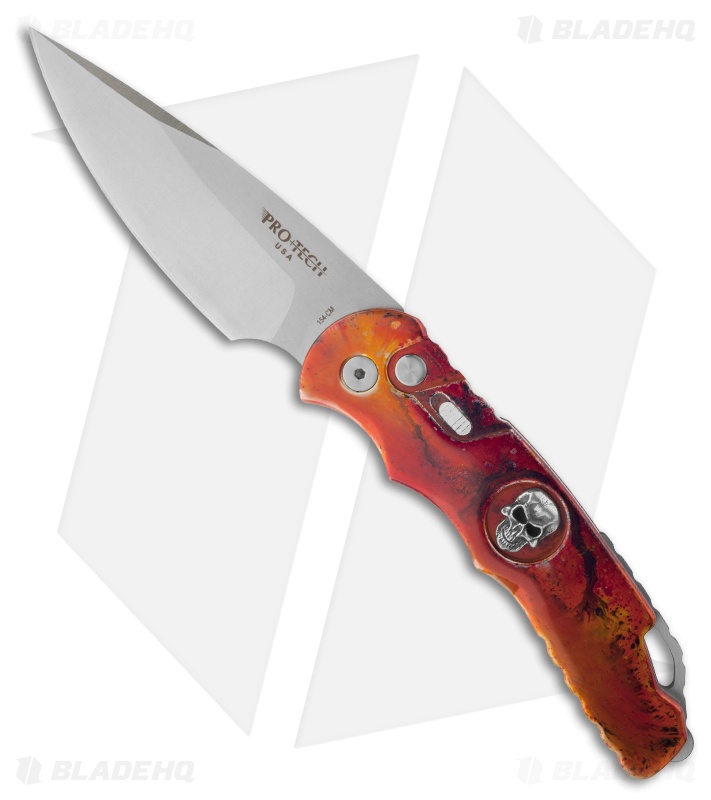 Protech TR-4 Splash Skull Proto Automatic Knife (4" Stonewash) TR-4.64