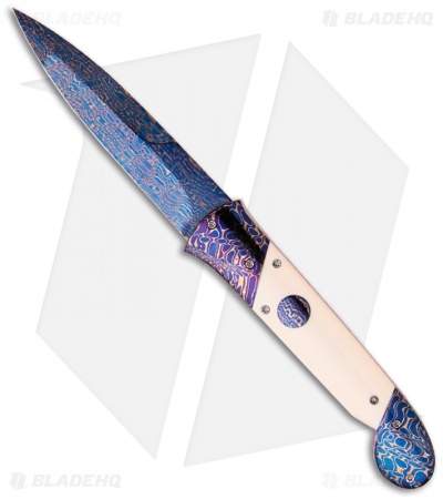 Rainy Vallotton Custom Gamblerette Automatic Knife Ivory (Damascus)