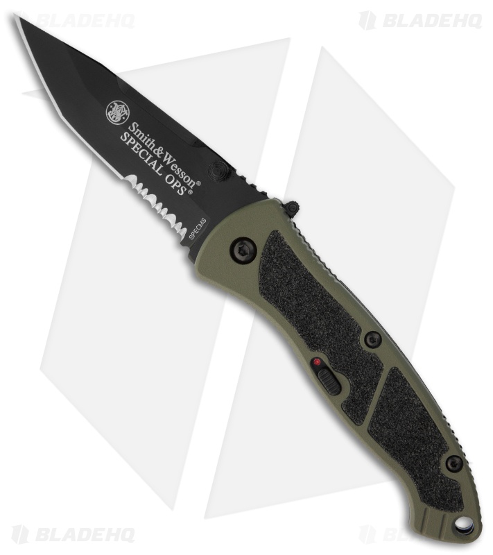 Smith & Wesson Medium Special Ops Spring Assist Knife (3.2" Black Serr) SPECMS