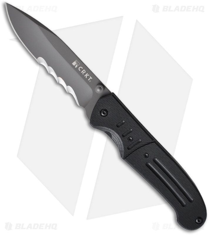 CRKT Ignitor T Spring Assisted Knife w/ Black G10 (3.38" Gray Serr) 6865