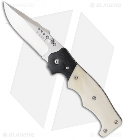 CRKT The Natural 2 Spring Assisted Knife White Bone & G10 (3.25" Plain) 7080