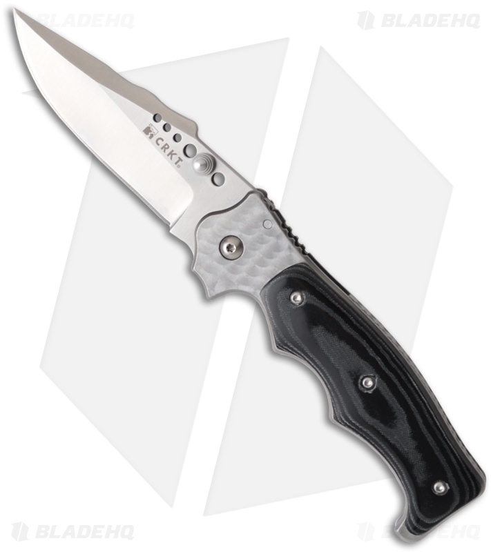 CRKT The Natural 2 Spring Assisted Knife Black Micarta (3.25" Satin Plain) 7080M