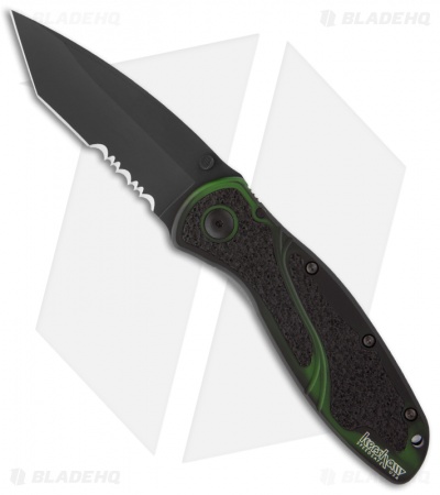 Kershaw Blur Tanto Assisted Opening Knife Green (3.375" Black Serr) 1670BGTST