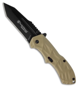 Smith & Wesson Black Ops SWBLOP3TD Tan Spring Assisted Tanto Knife (3.35" Plain)