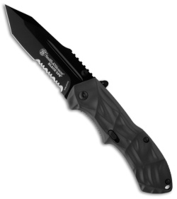 Smith & Wesson Black Ops Gray Spring Assist Tanto Knife (3.35" Serr) SWBLOP3TS