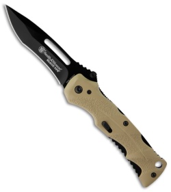 Smith & Wesson Black Ops Desert Spring Assist Knife (3.3" Black Plain) SWBLOP2D