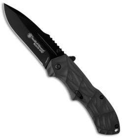 Smith & Wesson Black Ops SWBLOP3 Gray Spring Assisted Knife (3.35" Black Plain)