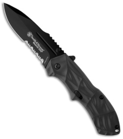 Smith & Wesson Black Ops Gray Spring Assisted Knife (3.35" Black Serr) SWBLOP3S