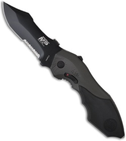 Smith & Wesson Grey MAGIC Spring Assisted Knife (3.5" Black Serr) SWMP5LS