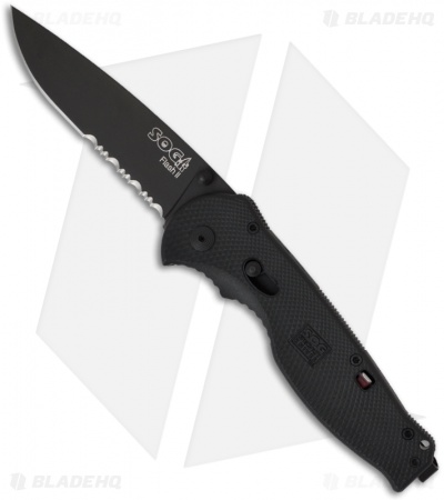 SOG Flash II Assisted Opening Knife Black Zytel (3.5" Black Serr) TFSA-98