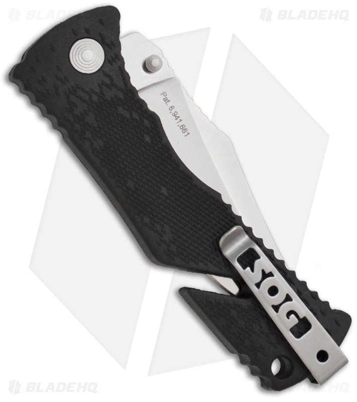 SOG Trident Large Tanto Assisted Opening Knife Black (3.75" Satin) TF-6
