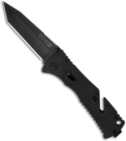 SOG Trident Tanto Assisted Opening Knife (3.75" Black Plain) TF-7