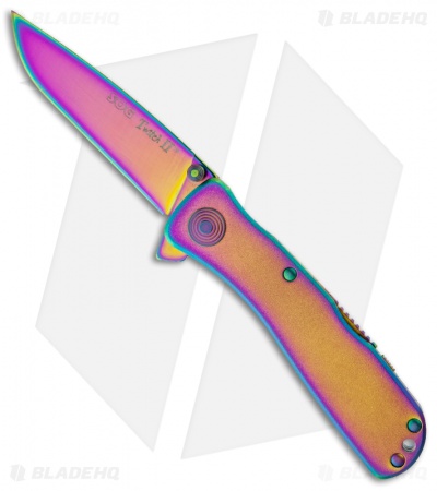 SOG Twitch II Spring Assisted Knife (2.65" Rainbow) TWI-11