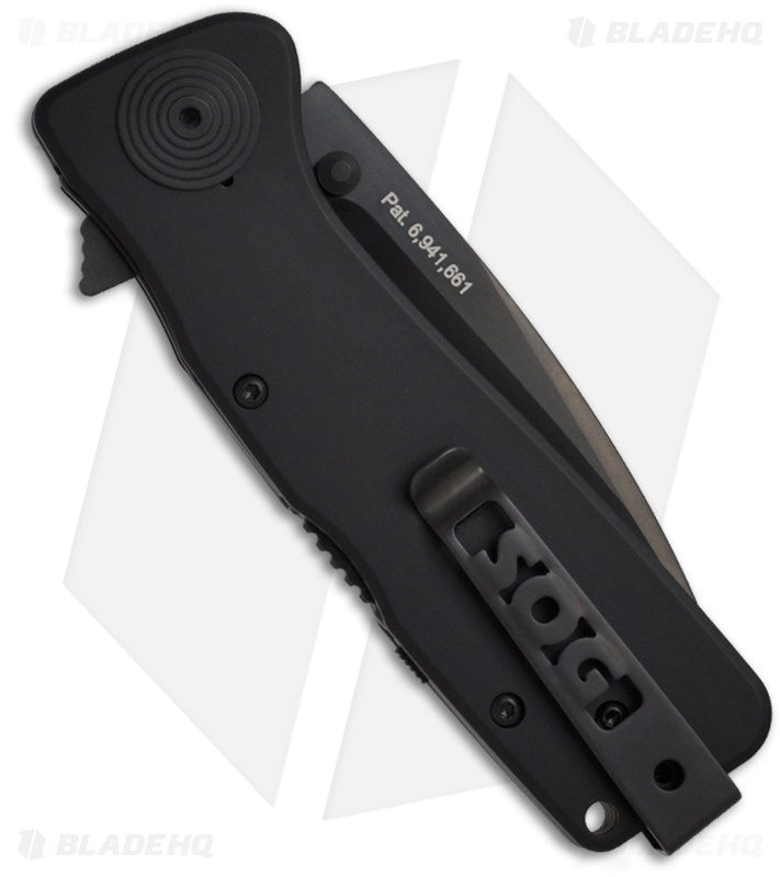 SOG Twitch XL Tactical Spring Assisted Knife (3.25" Black Plain) TWI-21
