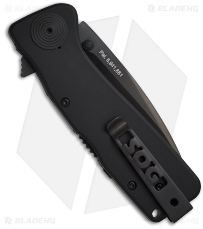 SOG Twitch XL Tactical Spring Assisted Knife (3.25" Black Plain) TWI-21