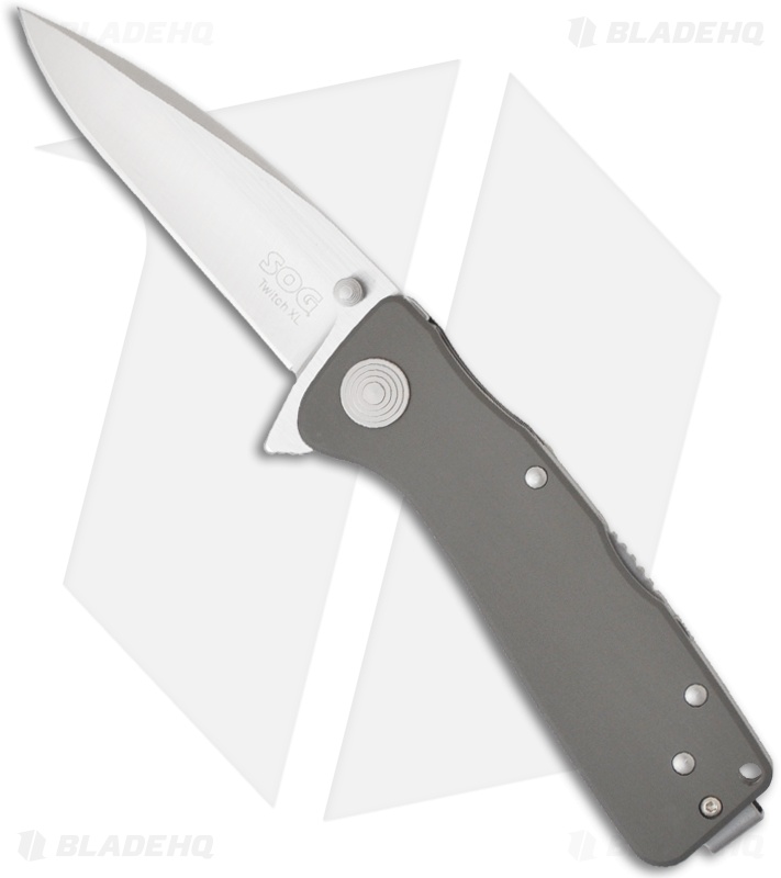 SOG Twitch XL Spring Assisted Knife Graphite (3.25" Satin Plain) TWI-20
