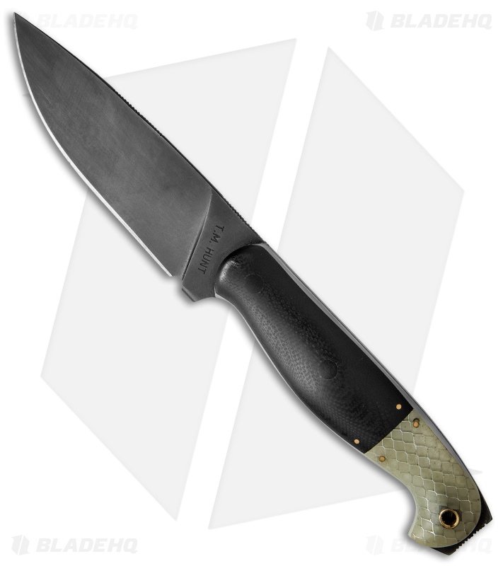 T.M. Hunt Custom Fixed Blade Knife Black G-10/C-Tek Glow (4.4" Black)