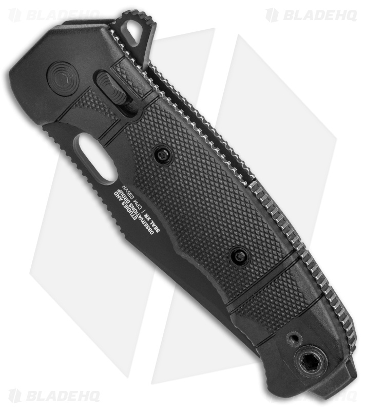 SOG Seal XR Flipper XR-Lock Knife Black Nylon (3.9" Black Serrated)