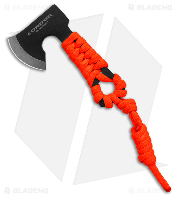 Condor Carlitos Neck Knife Hatchet Orange Paracord (Black) - Blade HQ