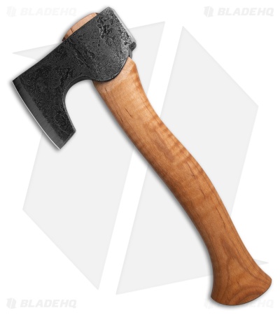 Hoffman Blacksmithing 12" Bearded Hatchet Axe  w/ Flame  Maple Handle - Natural 